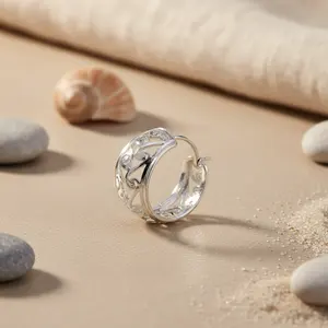 ต่างหูห่วงเงินแท้ 925 ชุบโรเดียม ประดับเพชรซิรคอน 18K สไตล์ศาสนา น่ารัก เหมาะสำหรับใส่ทุกวัน - Product Image 1