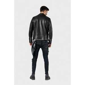 Chaqueta de cuero genuino Martin para hombre, cierre de cremallera suave, decoración de bolsillo, tallas XS y XL disponibles - Product Image 2