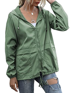 Chaqueta Cortavientos Impermeable y Transpirable Ligera y Ecológica para Mujer, con Capucha Ajustable, Bolsillos, Tacto Suave, Tinte Liso - Product Image 5