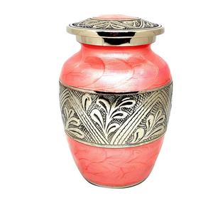 โกศบรรจุอัฐิโลหะขนาดเล็ก 6x4 นิ้ว ความจุ 650 มล. รุ่นโมนาลิซ่า สีแดงเงิน งานฝีมือหายาก พร้อมถุง - Product Image 6