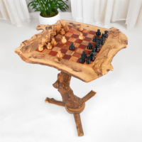 Ensemble d'échecs en bois d'olivier de luxe ArtisRaw avec pièces d'échecs en bois, écologique, fait main, jeu éducatif familial unisexe CG006