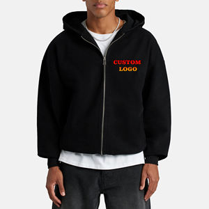 Venta al por mayor personalizado logotipo bordado de peso pesado 100% algodón polar sudaderas con cremallera de gran tamaño para los hombres de invierno Casual Hip Hop - Product Image 1