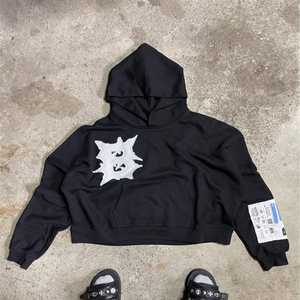 Sweat-shirts à capuche pour hommes en polyester/coton, broderie chenille, logo personnalisé, molleton épais, coupe oversize, vente en gros - Product Image 1