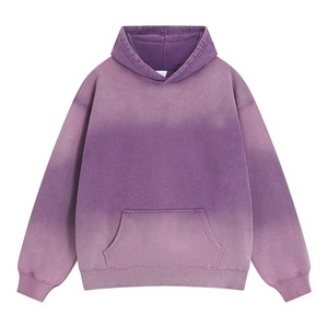 เสื้อมีฮู้ดผ้าฝ้ายฟอกสีไล่ระดับสี2025โอเวอร์ไซซ์เสื้อมีฮู้ดแบบสวมหัวสีล้วนทรงโอเวอร์ไซส์ - Product Image 5