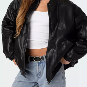 Chaqueta de Cuero de Carreras de Alta Calidad con Logotipo Personalizado para Mujer, Chaquetas de Cuero de Motociclista con Parche Bordado Personalizado - Product Image 5