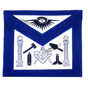 Vente chaude maçonnique outil tablier avec bordure bleue brodé à la main Regalia Logo personnalisé tissu matériel dentelle décoration bas prix - Product Image 1