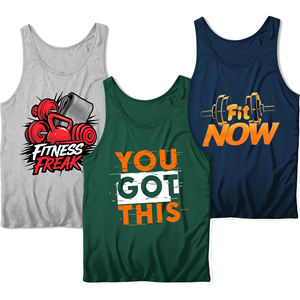 Camiseta sin mangas de entrenamiento atlético con estampado personalizado para hombre, ropa deportiva informal sin mangas para músculos, opciones de talla grande - Product Image 1