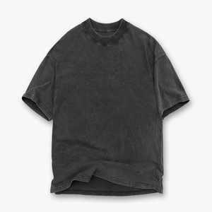 Camiseta de Moda Urbana, 100% Algodón, Tejida, con Logotipo Personalizado, Estilo Vintage, Lavado Ácido, para Hombre - Product Image 2