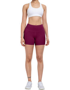Pantalones cortos de Yoga de cintura alta de 3 pulgadas para mujer con control de barriga Patrón sólido Entrenamiento Atlético Pantalones cortos para correr Bolsillos profundos-Venta al por mayor - Product Image 1