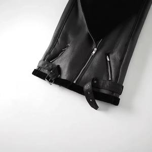 Chaleco de Piel Auténtica con Cuello de Piel Personalizado, Chalecos de Moda con Cremallera para Mujer, 100% Piel de Oveja Premium, Chaleco Cálido de Hip Hop - Product Image 4