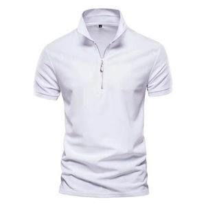 Jersey con cremallera de cuarto para hombre, camisetas ligeras con cuello de Polo, polos informales de manga corta, ropa diaria, nuevo estilo de moda - Product Image 3