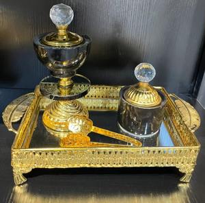 Quemador de aroma de acentos decorativos para el hogar de primera calidad, incienso de vidrio y metal elegante y quemador Bakhoor - Product Image 2