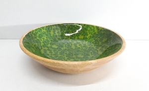 High Quality Eco-Friendly Wooden Meena Work Kitchenware Bowl Handmade Round Shape Solid Wood Tabletop <b>Dinnerware</b> Fancy Design - Product Image 6