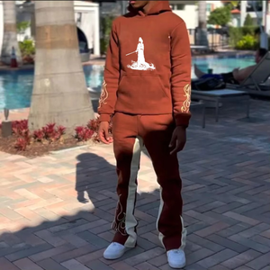 Conjuntos de Sudadera con Capucha y Pantalones Deportivos Extra Grandes para Hombre, Otoño, 100% Algodón, Diseño de Bordado Personalizado, Impresión Digital, Alta Calidad - Product Image 4