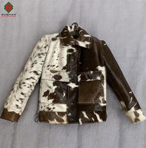 Veste en cuir de vache véritable pour femmes et hommes, style western, cuir naturel, fourrure, veste en cuir de vache western - Product Image 1