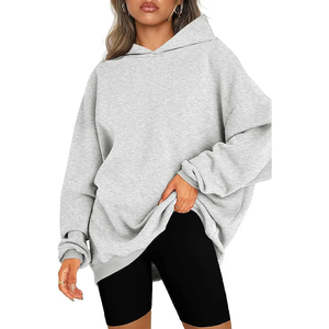 Hoddies personalizados Mujeres de gran tamaño de alta calidad de peso pesado logotipo personalizado pulóver liso sudaderas con capucha de estilo callejero de algodón Hoddies - Product Image 6