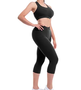 Ensemble Capri de soutien-gorge de sport d'entraînement de Yoga à dos nageur solide pour femmes