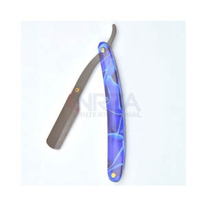 มีดโกนสเตนเลสสตีลแบบพับได้ด้ามจับอะคริลิคขอบตรงสำหรับตัวใบหน้ามีดโกนปลอดภัยแบบใช้แล้วทิ้ง - Product Image 1