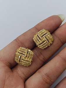 ต่างหูเพทายแบบหมุด925เงินสเตอร์ลิง14K เครื่องประดับแฮนด์เมดชุบทองของขวัญวันเกิดสำหรับเธอ - Product Image 3