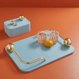 Plateau de service pour restaurant et décoration de la maison avec poignée florale dorée - Product Image 6