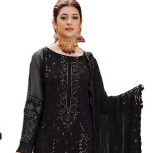 Hermoso Traje Salwar de Georgette Multicolor de Moda, Semi-Cosido, con Bordado Intenso, Diseño Indio para Fiestas y Uso Casual - Product Image 1