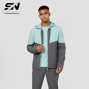 ชุดกีฬาผู้ชายแบบมีฮู้ด 2 ชิ้น ผ้าไนลอน ระบายอากาศได้ดี ลายเรียบ สไตล์สตรีทแวร์ - Product Image 1