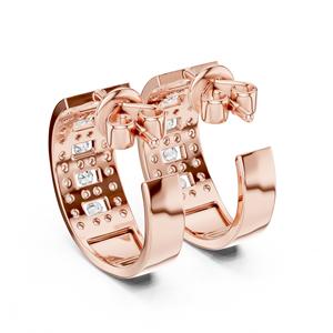 Boucles d'oreilles créoles en or rose 18 carats certifiées VDS IGI avec diamants naturels taille brillant rond |   Bijoux tendance pour femmes - Product Image 5