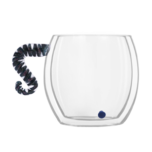 Tasse à café isolée à double paroi en borosilicate soufflé à la main moderne de luxe de 6 oz avec ensemble de verres en verre à poignée DhicRo à la mode - Product Image 1