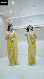 Sari en soie Tibby très attrayant avec des fils et des paillettes, pour les fêtes et les festivals, à bas prix et de bonne qualité - Product Image 4