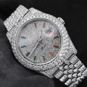 Estilo de tendencia VVS Moissanite Diamond Index Dial Mecánico Automático Iced Out Reloj de pulsera Hip Hop Bling Moda de lujo para vender - Product Image 1