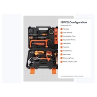 Ensemble d'outils à main pour la maison, 12 pièces, kit d'outils de réparation portable avec étui de transport en plastique