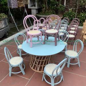Modern Style Rattan Wooden Event Banquet <b>Table</b> Set for Outdoor & Hotel Use Kids Birthday Party Chairs - Product Image 3