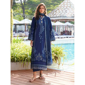 Camisa de chifón bordada IZEL-3PC con dupatta de malla Khaddi y pantalones-BIC-4872 - Product Image 1