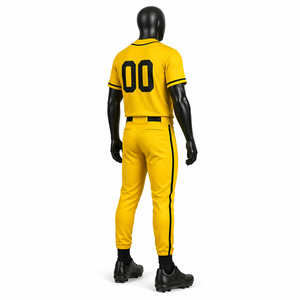 Conjunto de Uniforme de Béisbol Transpirable de Secado Rápido Amarillo para Hombre, Ropa Deportiva de Equipo de Poliéster, Sublimación OEM - Product Image 5