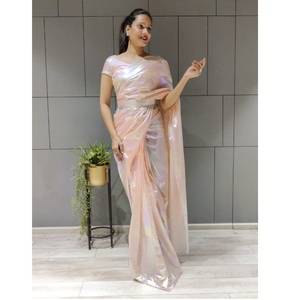 Tela de seda de arcoíris importada para mujer, diseño indio listo para fiesta, Saree de un minuto, calidad de exportación asegurada - Product Image 1