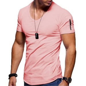 Camiseta informal de moda para hombre MRMT 2024, nuevo estilo con cuello en V en Color sólido, talla grande, manga corta, diseño en blanco - Product Image 4