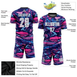 Wholesale Custom Soccer Uniforms <b>Heat</b>-Transfer Printed Breathable Adult Team Kits Bulk OEM Quick-Dry Durable 100% Polyester - Product Image 4