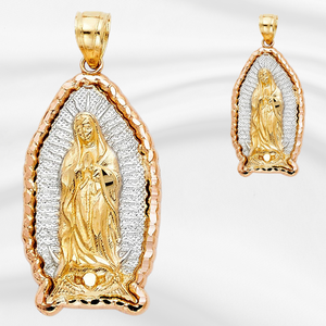 Venta caliente 14K Tri-Color Chapado en oro Nuestra Señora de Guadalupe Virgen María Colgante Religioso Cristiano para Niños - Product Image 6