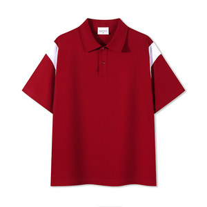 En stock pour hommes été pour polo t-shirt impression de logo personnalisé manches courtes couleur assortie motif solide tissu tricoté - Product Image 1