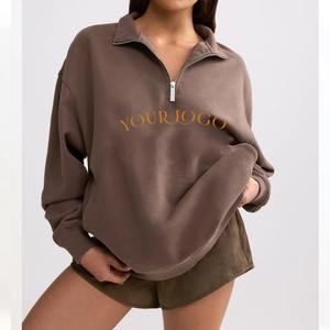 Sudadera de gran tamaño con cremallera 1/4 para mujer, sudadera personalizable con cuello de tortuga, sudadera de solapa de tela transpirable de lana suave - Product Image 3