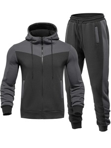 Conjunto de chándal con capucha informal para hombre, chándal de gimnasio de manga larga de 2 piezas para deportes de invierno, patrón sólido, peso pesado - Product Image 2