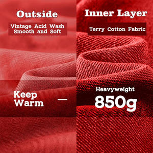 Sudadera con capucha lavada con ácido para hombre, ajuste relajado, material polar suave, impresión personalizada, bordado, Etiqueta Privada, pedidos al por mayor a granel - Product Image 5