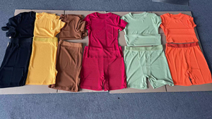 OEM personalizado 2024 Primavera Verano salón lleva camiseta acanalada y pantalones cortos streetwear 2 dos piezas loungewear conjuntos de ropa de mujer - Product Image 6