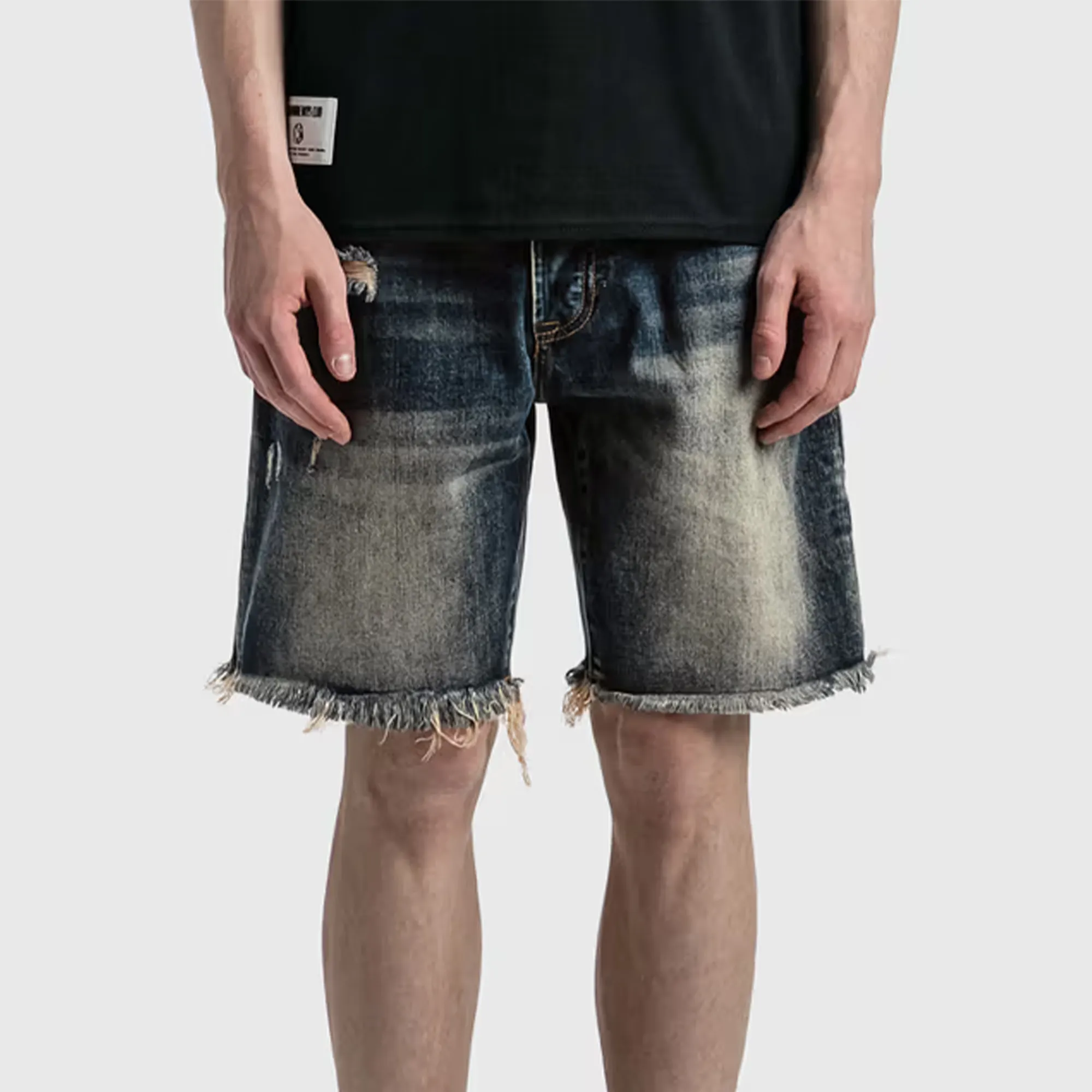 Summer Custom Badge Plus Size Distressed Baggy Jeans Ripped Denim Jeans Shorts pour hommes