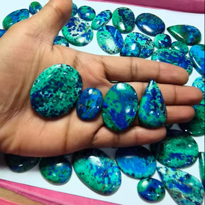 Pierres précieuses en cabochon lâche d'azurite et de malachite naturelles pour la fabrication de bijoux, origine Congo, 500g, différentes tailles - Product Image 4