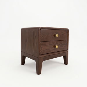 Modern Minimalist Oak Solid Wood Nightstand 2 Drawer Bedroom <b>Storage</b> <b>End</b> <b>Table</b> Home Decor - Product Image 4