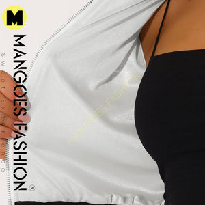 Chaqueta de lentejuelas brillantes para mujer con cremallera frontal bombardero corto de color plateado para nuevas chaquetas de lentejuelas de moda para la venta - Product Image 2