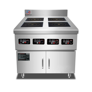 专业电动超薄四口电磁炉柜式220V 3500W隐形火锅桌双层陶瓷玻璃 - Product Image 1