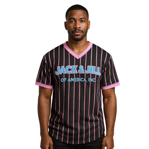 Jack e Jill of America Pullover nero gessato maglia da Baseball nero organizzazioni professionali civiche magliette in rete personalizzate - Product Image 1