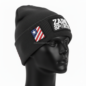 Haute qualité 270GSM acrylique côtes tricot femmes bonnet Stretch Fit broderie personnalisée presse à chaud Logo Design Jacquard bonnets casquette - Product Image 3